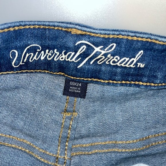 2 universal threads denim shorts size 00/24 blue red spring summer - Picture 5 of 10